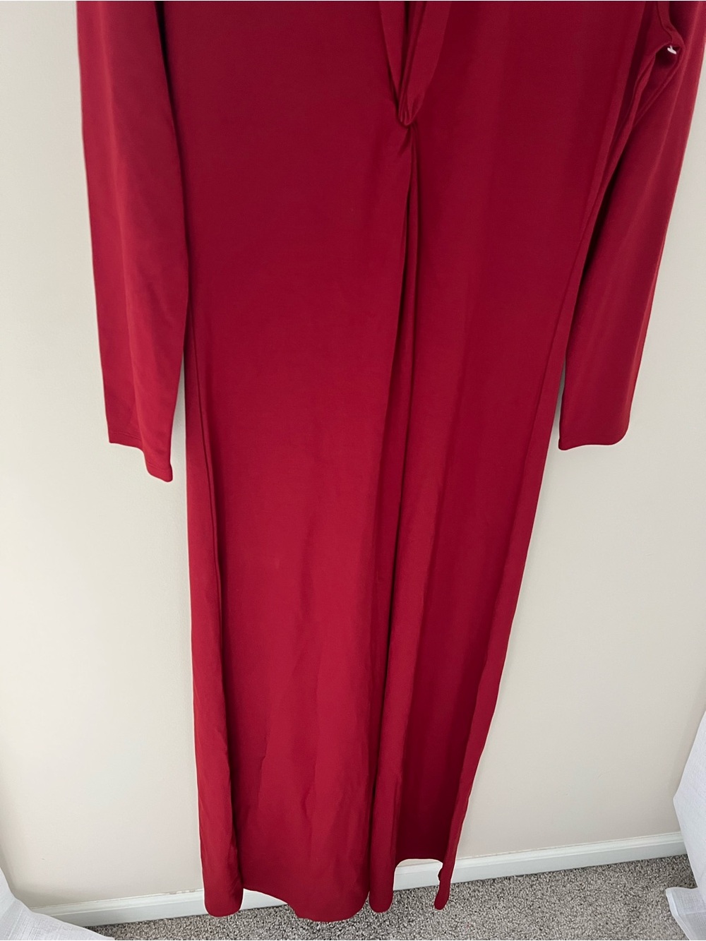 Soft Surroundings Lagia Red Dahlia Ponte Knit Minimalist Long Maxi Dress Size XL - Picture 4 of 10